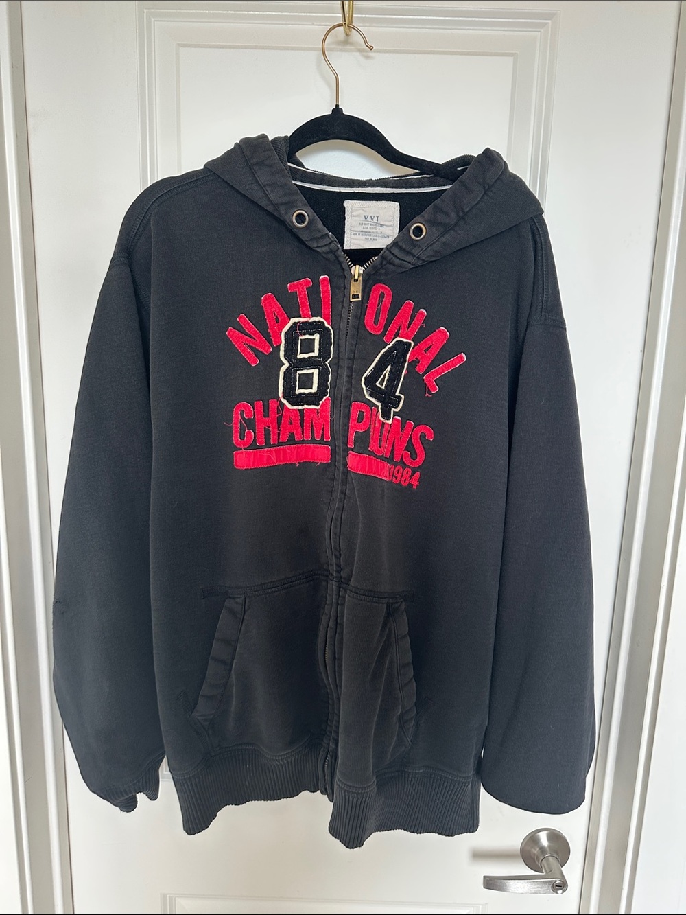 Old Navy Y2K National Champions 1984 XXL Heavyweight Zip Hoodie Faded Black